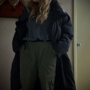 Free People Long Black Puffer Jacket